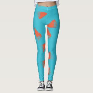 Blauw, oranje, trillend, trendy geometrisch patroo leggings