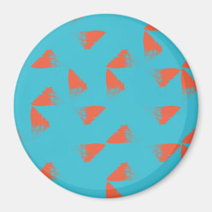 Blauw, oranje, trillend, trendy geometrisch patroo magneet