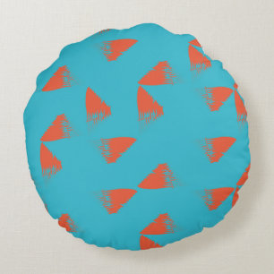 Blauw, oranje, trillend, trendy geometrisch patroo rond kussen