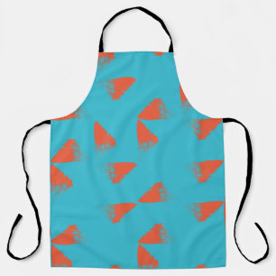 Blauw, oranje, trillend, trendy geometrisch patroo schort