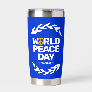 Blauw Oranje Vredesdag Vredesbord Geïsoleerde Drinkbeker