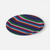 Blauw, Oranje, warm roze, groene Mexicaanse Sarape Papieren Bordje (Gekanteld)