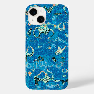 Blauw Oranje zwart-gepolijst grafische abstractie Case-Mate iPhone 14 Hoesje