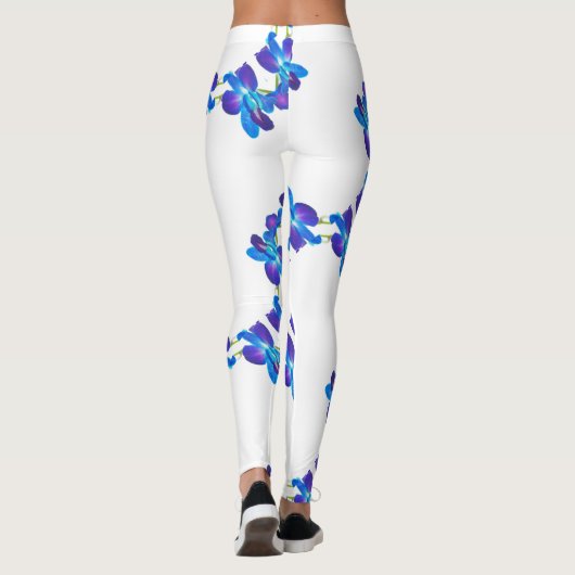 Blauw orchideeën leggings (Achterkant)