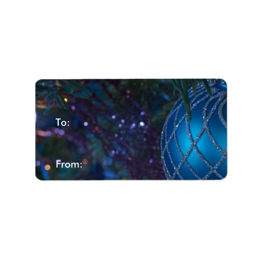 Blauw Ornament cadeau labels (Voorkant)