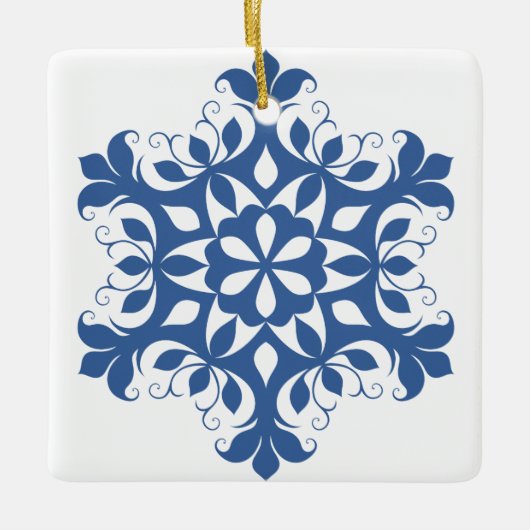 Blauw Ornament Snowflake (Voorkant)