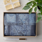  blauw ornamentaal architectonisch ontwerp tissuepapier (Geschenk)