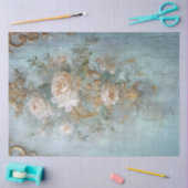  blauw oud geschilderd muur wit Engels rozen Tissuepapier (Craft)