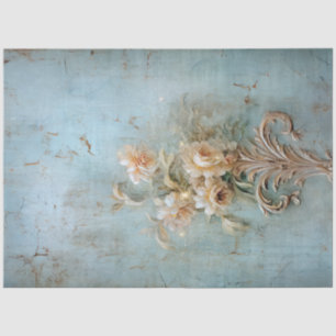  blauw oud geschilderd muur wit Engels rozen Tissuepapier