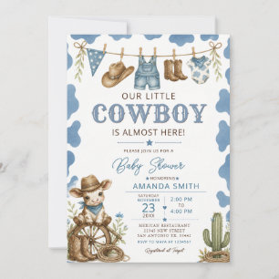 Blauw Our Little Cowboy Baby Shower Waslijn Kaart