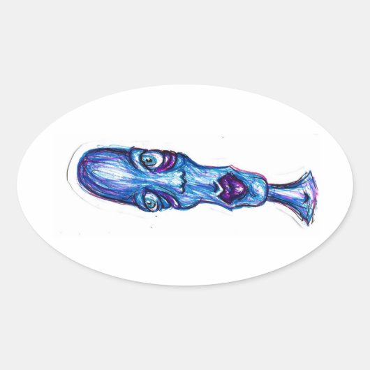 blauw ovale sticker (Voorkant)