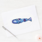 blauw ovale sticker (Envelop)