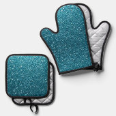  blauw ovenwant & pannenlap set (Voorkant / Achterkant)