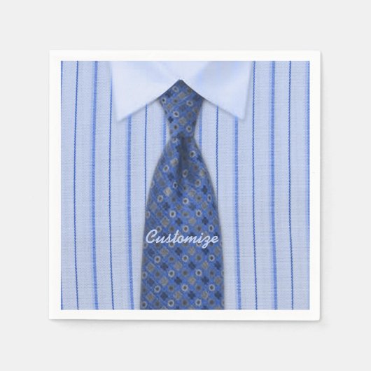Blauw overhemd en stropdas Heren servetten 2 (Voorkant)