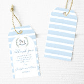 Blauw paard boho boog baby jongen douche dank u cadeaulabel