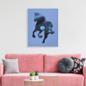Blauw Paard Canvas Afdruk (Insitu (Woonkamer))