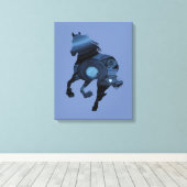 Blauw Paard Canvas Afdruk (Insitu (Houten vloer))