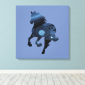 Blauw Paard Canvas Afdruk (Insitu (Houten vloer))
