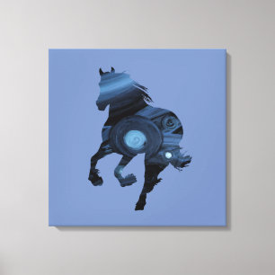 Blauw Paard Canvas Afdruk