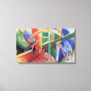 Blauw paard met regenboog van Franz Marc Canvas Afdruk
