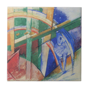 Blauw paard met regenboog van Franz Marc Tegeltje