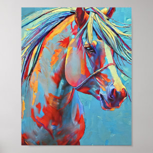 Blauw paard poster