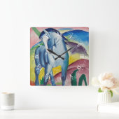 Blauw paard van Franz Marc, Vintage Fine Art Vierkante Klok (Huis)