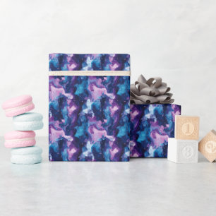 Blauw & Paars Abstracte Olieverf Cadeaupapier