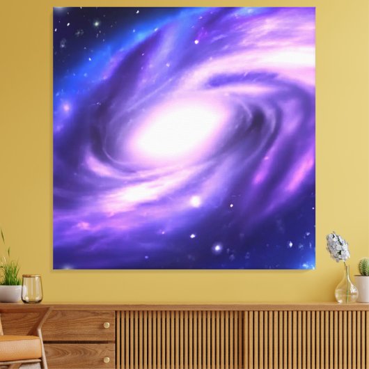 Blauw Paars Acrylverf Galaxy Stretched Canvas (Insitu (Woonkamer))