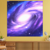 Blauw Paars Acrylverf Galaxy Stretched Canvas Afdruk (Insitu (Woonkamer))