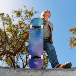 Blauw Paars Aqua Monogram Skateboard