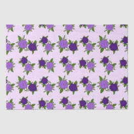Blauw & Paars Bloemen met violet patroon Tissuepapier