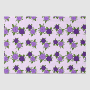 Blauw & Paars Bloemen met violet patroon Tissuepapier