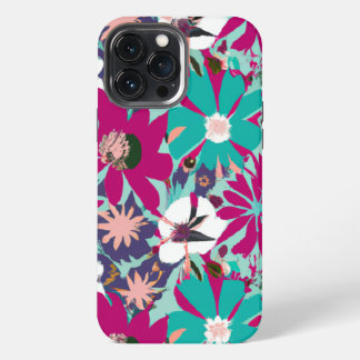 Blauw & Paars Bloemmotief iPhone 13 Pro Max Hoesje