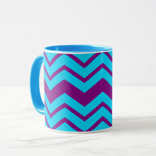 Blauw Paars Chevron Zigzag Ontwerp  Mok