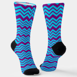 Blauw Paars Chevron Zigzag Ontwerp Sokken