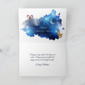 blauw Paars dierentuin Birthday Kaart (Binnen)