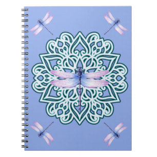Blauw Paars dragonfly Mandala Notitieboek
