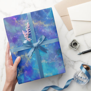 Blauw, Paars en Goud Marmer Patroon Cadeaupapier