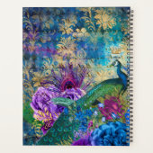  blauw, paars en goudbloem Peacock Planner (Achterkant)