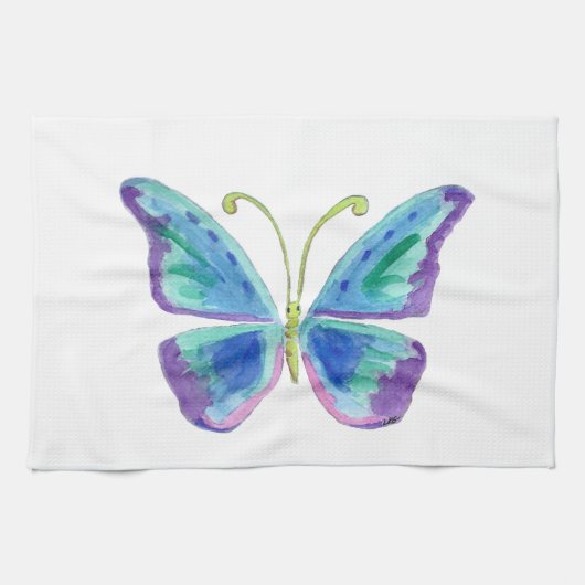 Blauw, Paars en magenta Butterfly Kitchen Towelen Theedoek (Horizontaal)