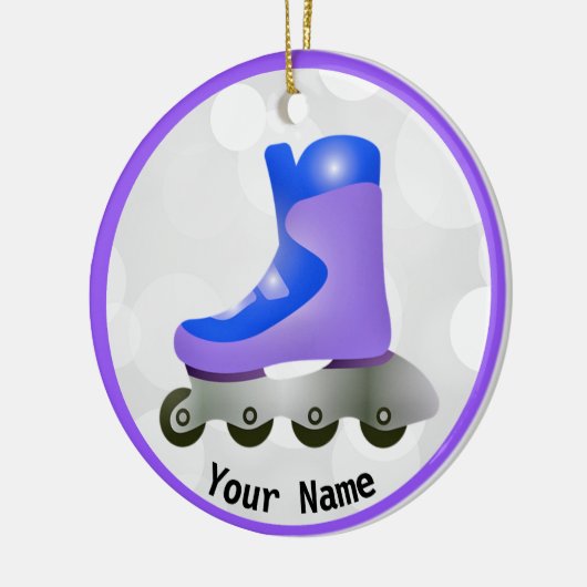 Blauw Paars gealigneerd Schaats ontwerp Keramisch Ornament (Links)