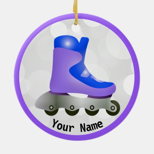 Blauw Paars gealigneerd Schaats ontwerp Keramisch Ornament (Achterkant)