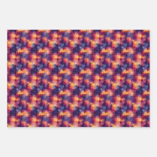 Blauw/Paars/Geel Abstract Schilderwerk Inpakpapier Vel (Voorkant 3)