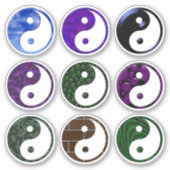 Blauw Paars getextureerd Yin Yang Symbool Set van Sticker (Voorkant)