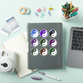 Blauw Paars getextureerd Yin Yang Symbool Set van Sticker (iPad Cover)