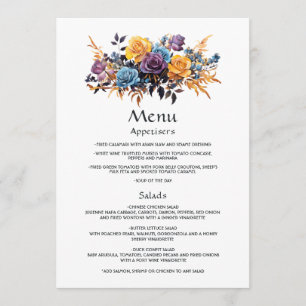 Blauw, Paars, Goud en Zwart Bloemensymbool voor Tr Menu