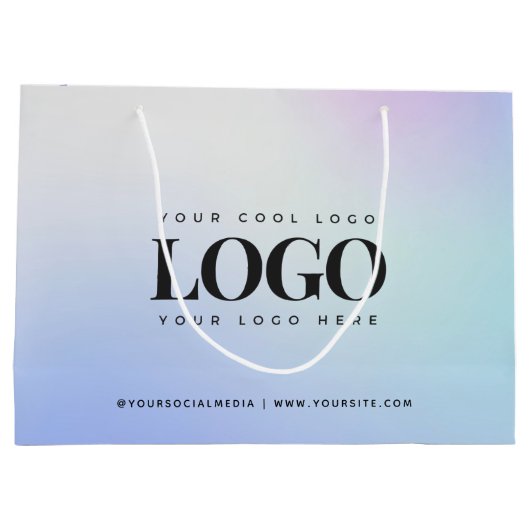 Blauw Paars Gradiënt Aangepast Bedrijfslogo Groot Cadeauzakje (Achterkant)