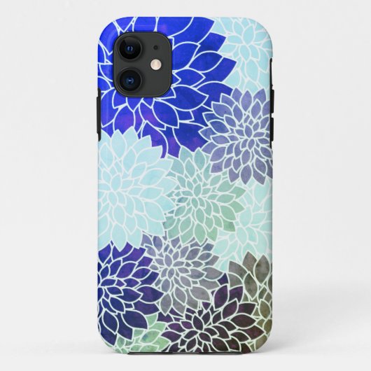 Blauw Paars groen bloemen Case-Mate iPhone Case (Achterkant)