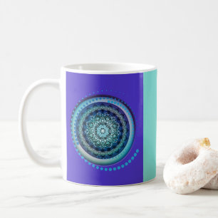 Blauw Paars groen Medallion-ontwerp voor Mok